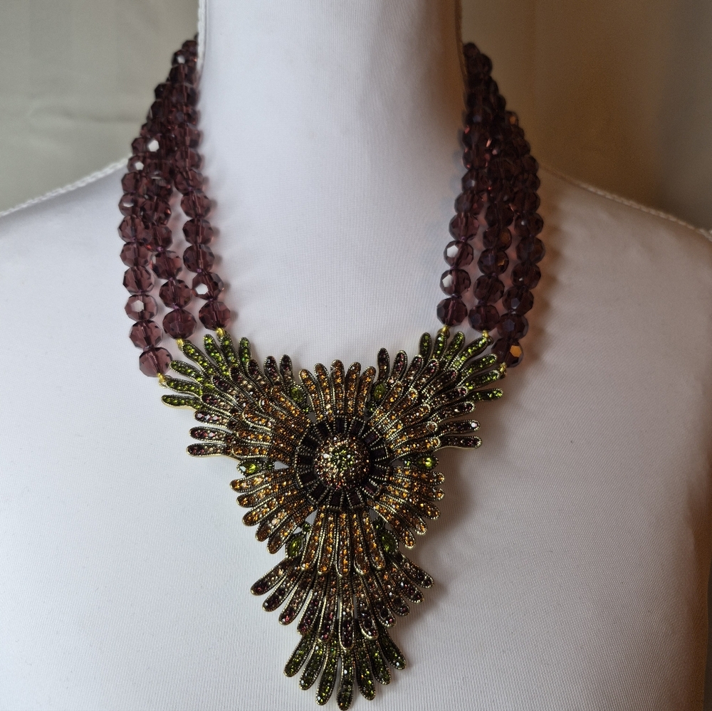 Heidi Daus Asters Pet Pretty Swarovski Crystal Beaded Drop Necklace NWT